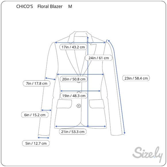 CHICO'S Abstract Multi-Color Floral Pattern Fitted Button Blazer Size M - Picture 10 of 10
